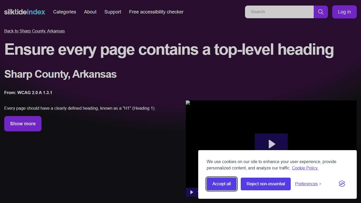 Silktide Index - Ensure every page contains a top-level heading